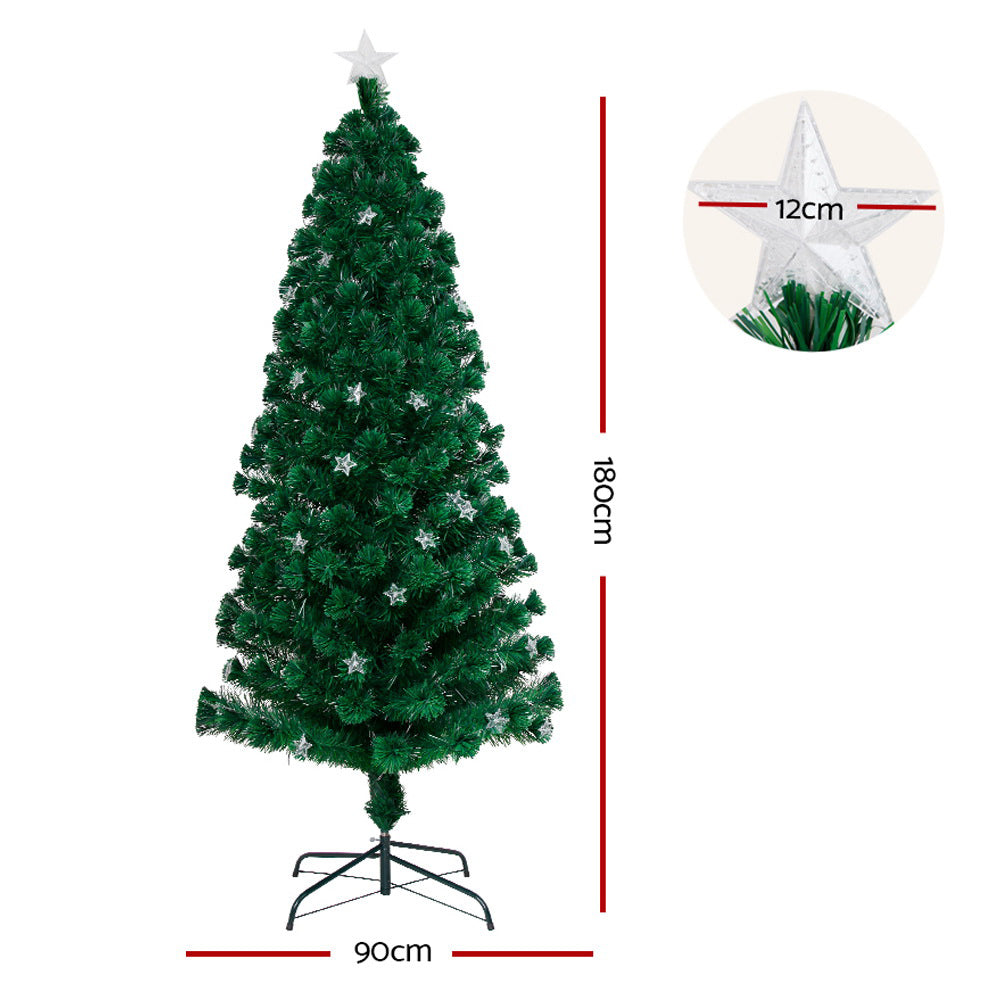 Jingle Jollys 1.8m Christmas Tree Optic Fibre LED Xmas tree Multi Colour-1