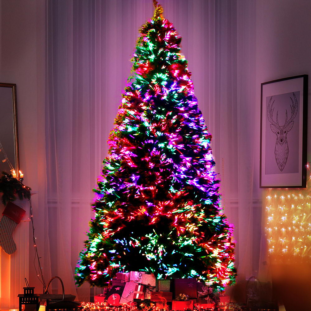 Jingle Jollys 1.8m Christmas Tree Optic Fibre LED Xmas tree 300 Tips-6