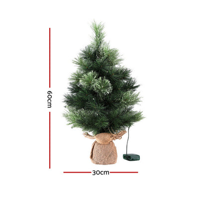 Jingle Jollys Tabletop Christmas Tree 60CM 8 Light Modes Timer Function-1