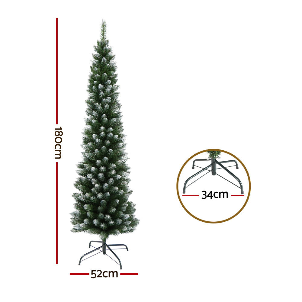 Jingle Jollys Christmas Tree 1.8m Xmas Tree Decorations Snowy 300 Tips-1