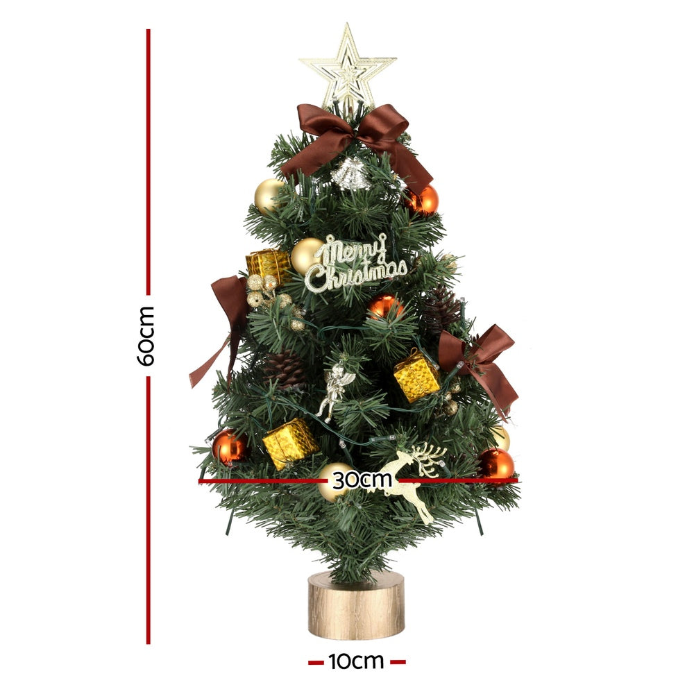 Jingle Jollys Tabletop Christmas Tree 60CM LED Xmas Tree Tree Topper Ornaments-1