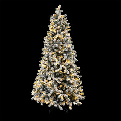 Jingle Jollys Christmas Tree 1.8m Snow Flocked LED Xmas Decoration 8 Light Modes-0