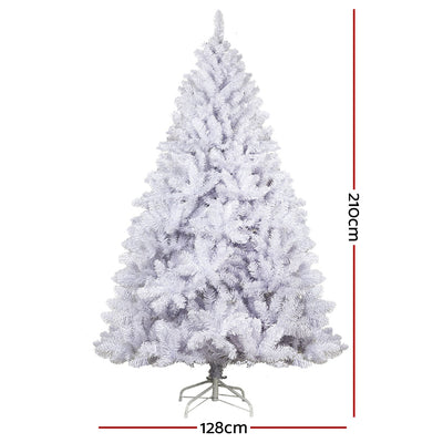 Jingle Jollys Christmas Tree 2.1m 1000 White Tips Xmas Tree Decorations-1