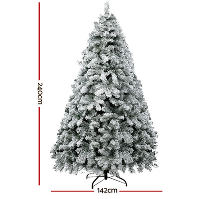 Jingle Jollys Christmas Tree 2.4m Snow Flocked Xmas Tree Decorations 1165 Tips-1