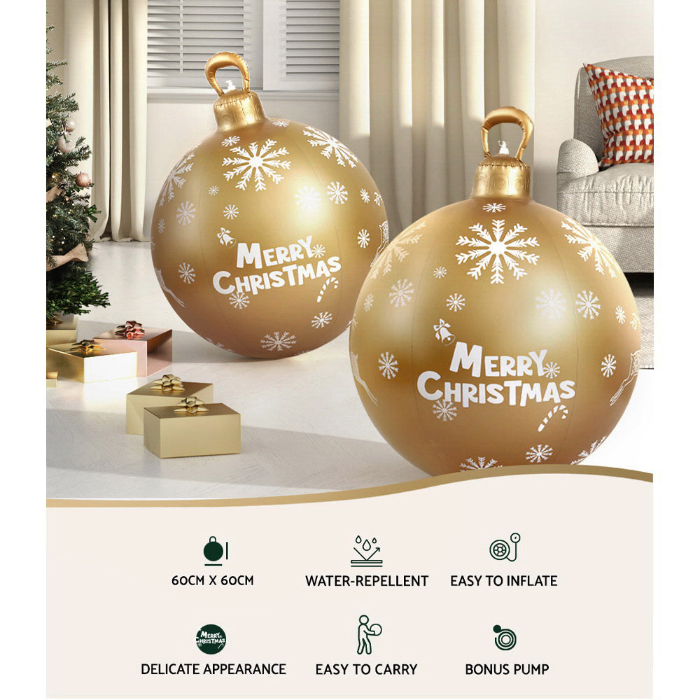 Jingle Jollys Christmas Inflatable Ball Bauble 60cm Outdoor Decoration Gold-3