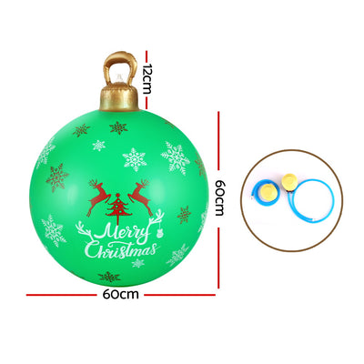 Jingle Jollys Christmas Inflatable Ball Bauble 60cm Outdoor Decoration Green-1