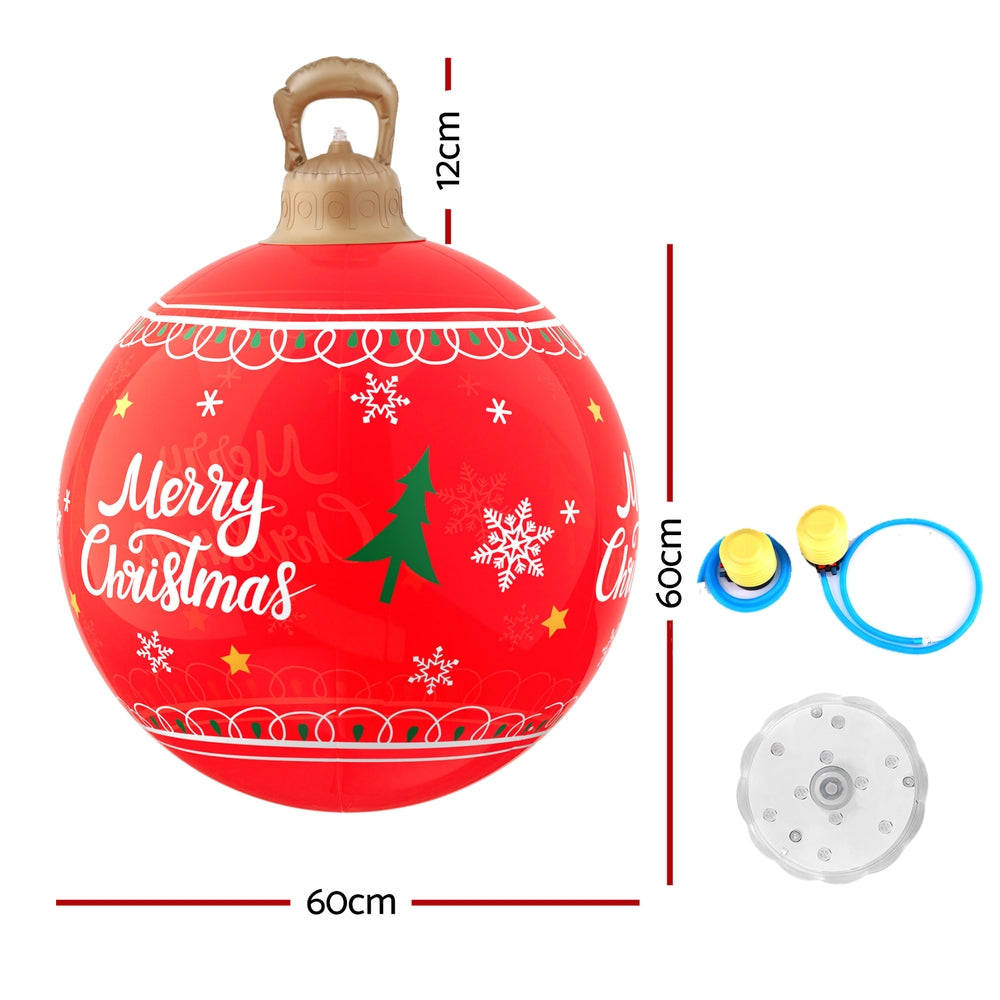 Jingle Jollys Christmas Inflatable Ball 60cm Led Illuminated Xmas Decoration Red-1