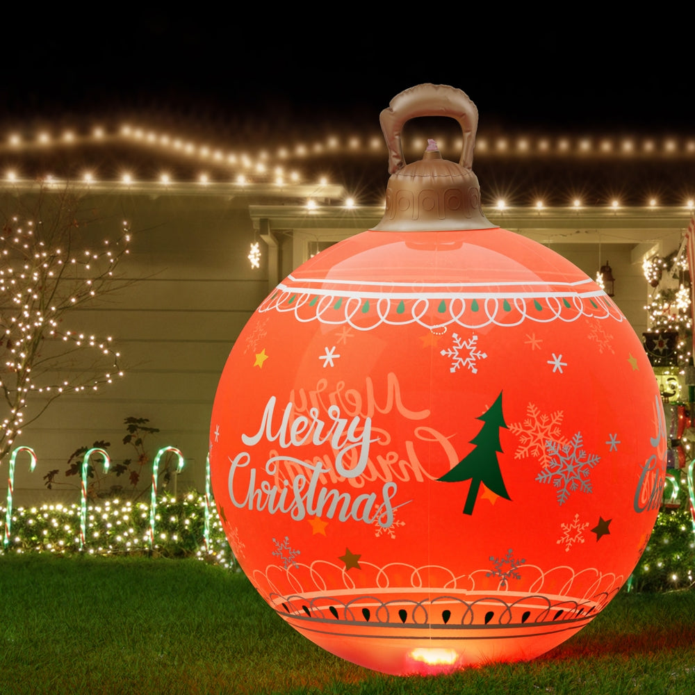 Jingle Jollys Christmas Inflatable Ball 60cm Led Illuminated Xmas Decoration Red-6