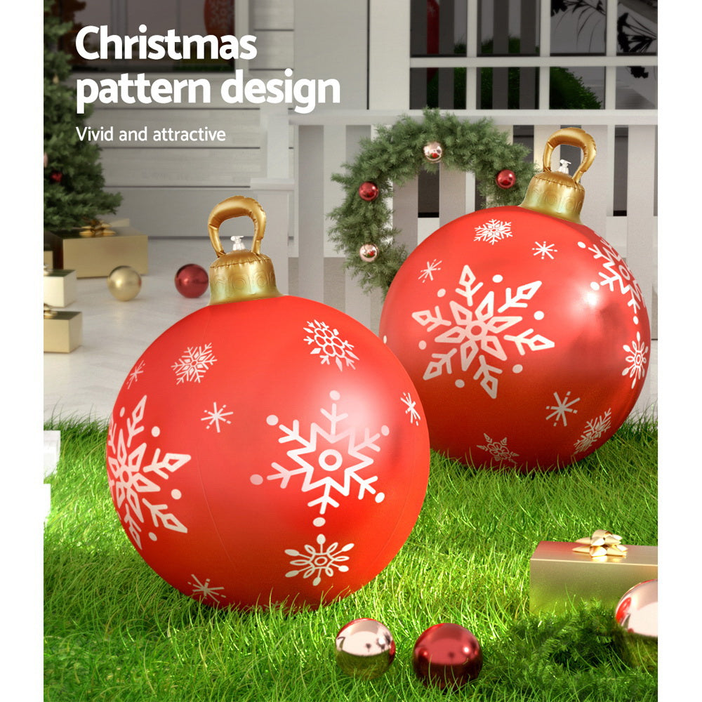 Jingle Jollys Christmas Inflatable Ball Bauble 60cm Outdoor Decoration Red-5