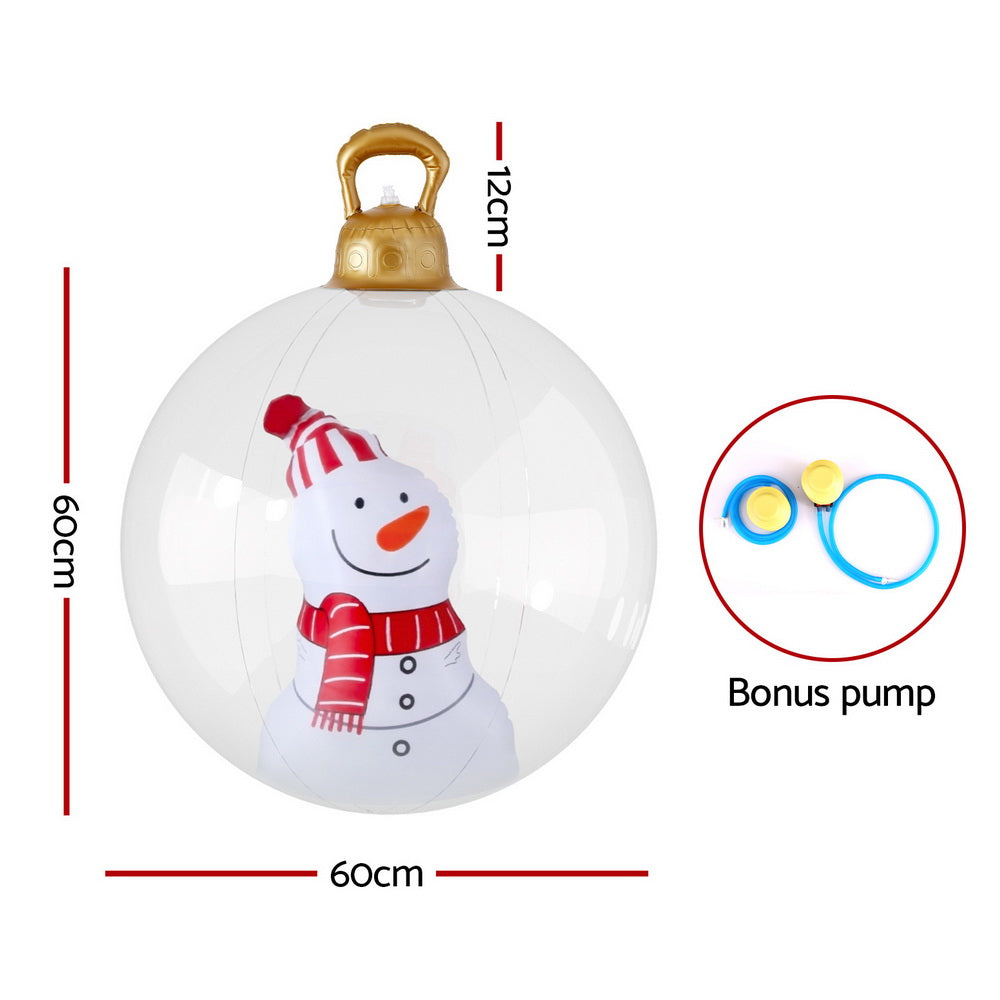 Jingle Jollys Christmas Inflatable Ball 60cm Snowman Decoration Giant Bauble-1