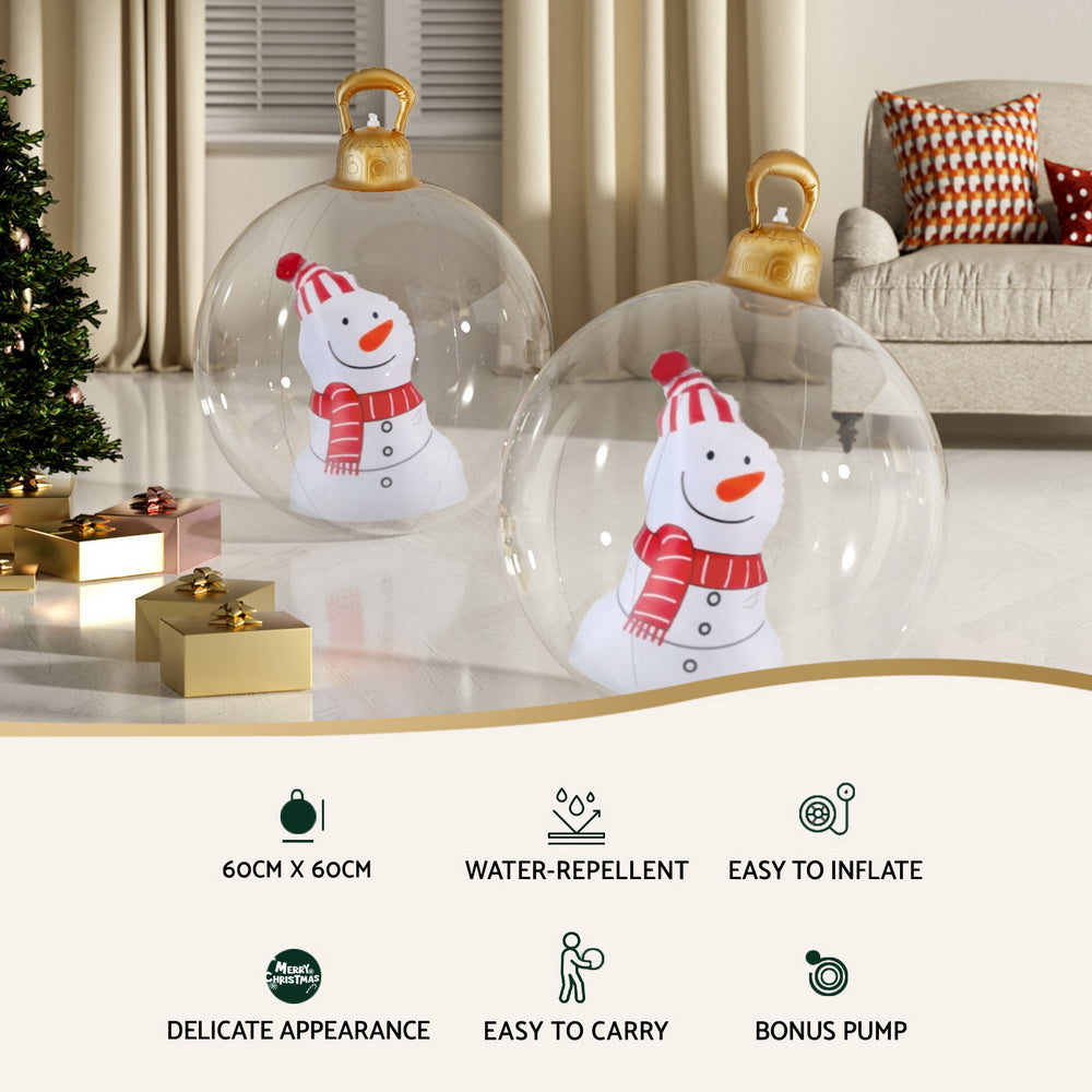 Jingle Jollys Christmas Inflatable Ball 60cm Snowman Decoration Giant Bauble-3