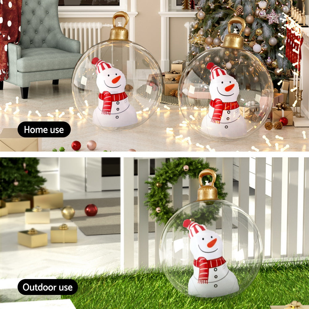 Jingle Jollys Christmas Inflatable Ball 60cm Snowman Decoration Giant Bauble-4