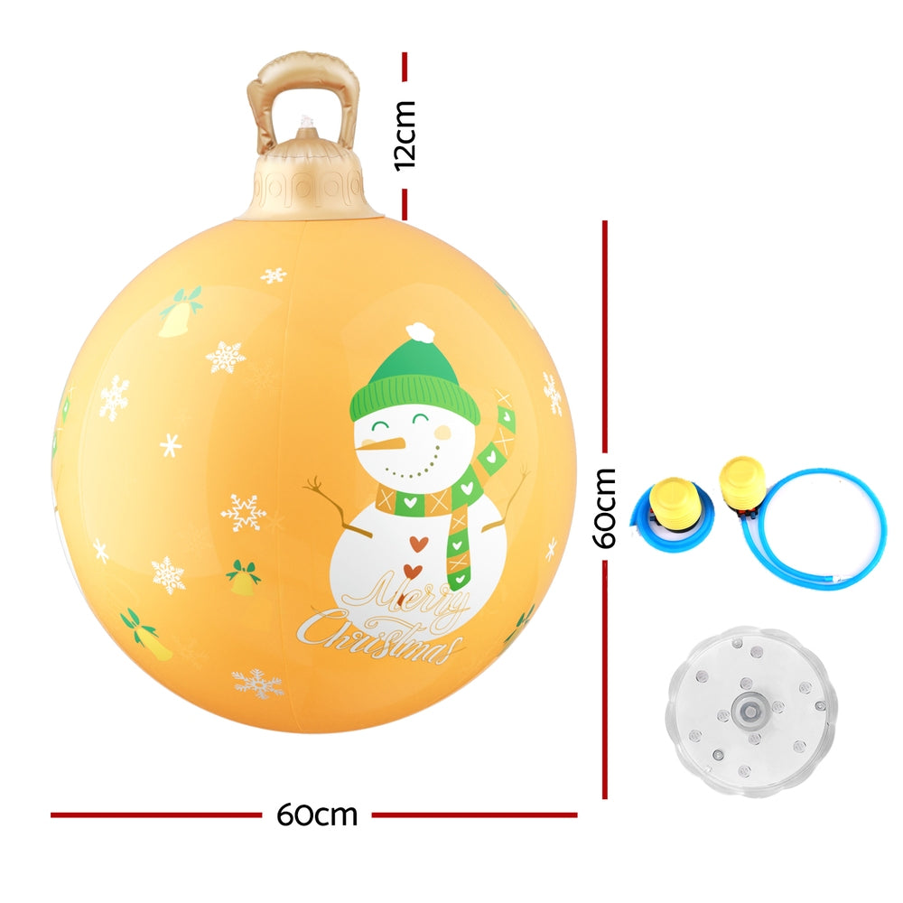 Jingle Jollys Christmas Inflatable Ball 60cm Led Illuminated Snowman Xmas Decor-1