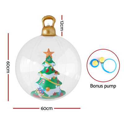 Jingle Jollys Christmas Inflatable Ball 60cm Tree Decoration Giant Bauble Clear-1