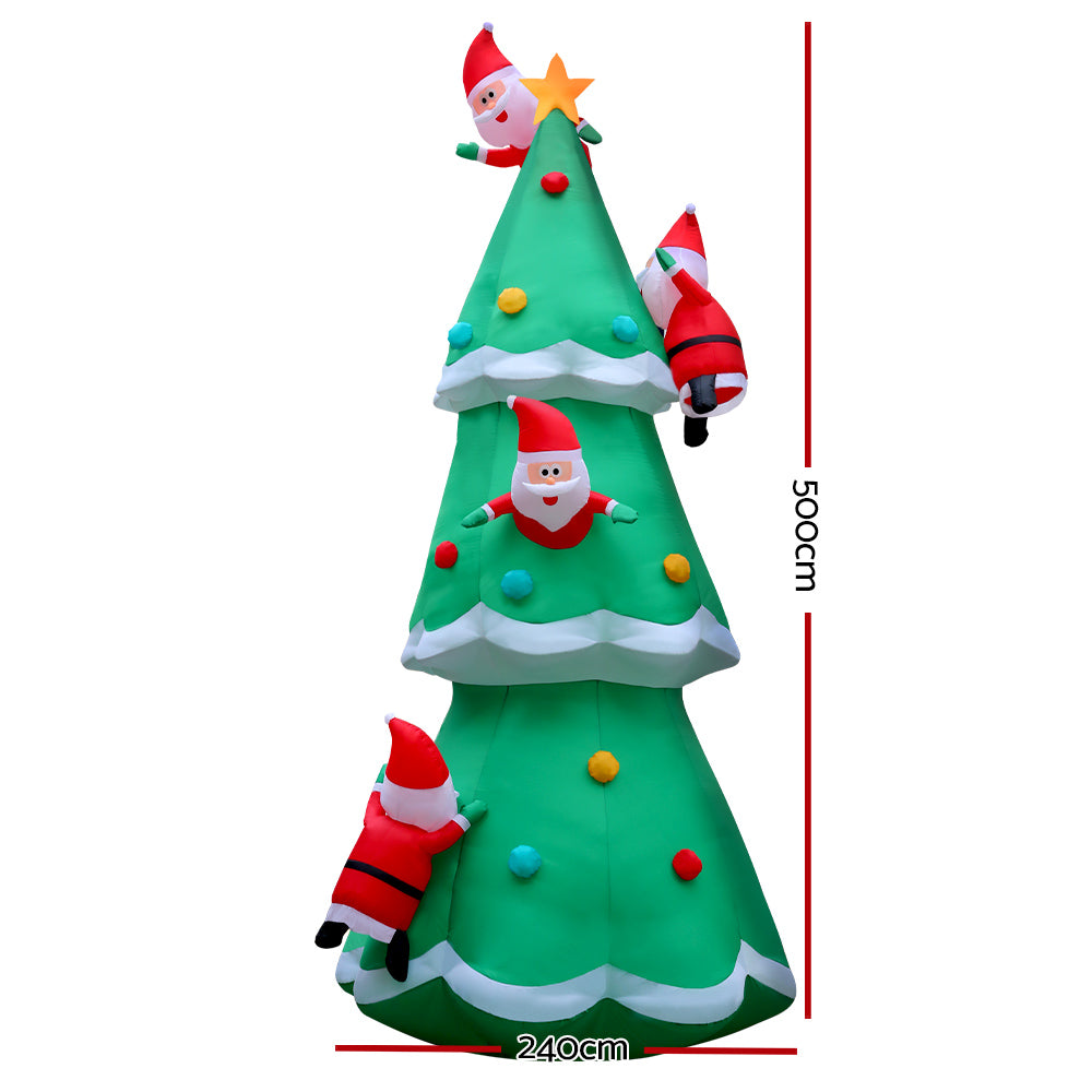 Jingle Jollys Christmas Inflatable Santa Tree 5M Illuminated Decorations-1