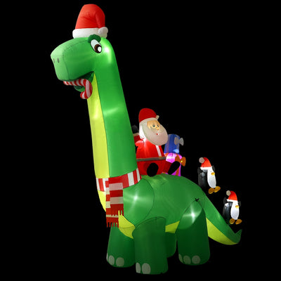 Jingle Jollys Christmas Inflatable Santa Dinosaur 3.8M Illuminated Decorations-0