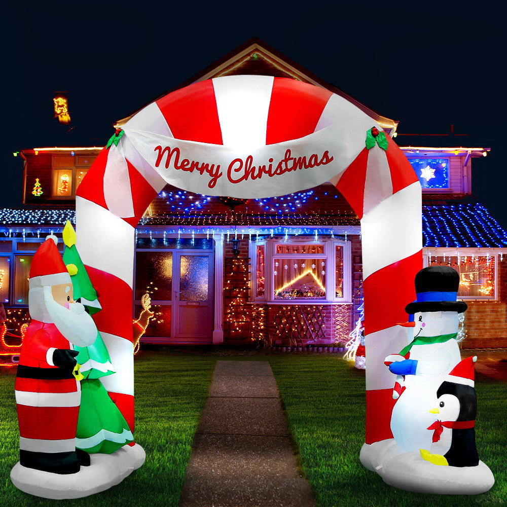 Jingle Jollys Christmas Inflatable Archwary Santa 3M Illuminated Decorations-7