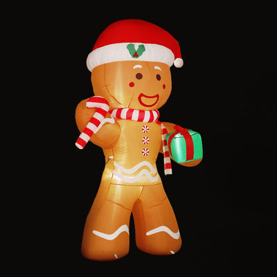 Jingle Jollys Christmas Inflatable Gingerbread Man 2.4M Illuminated Decorations-0