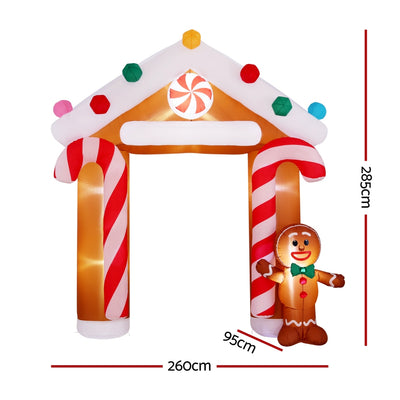 Jingle Jollys Christmas Inflatable Archwary Ginger 2.8M Illuminated Decorations-1