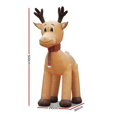 Jingle Jollys Christmas Inflatable Reindeer 5M Illuminated Decorations-1