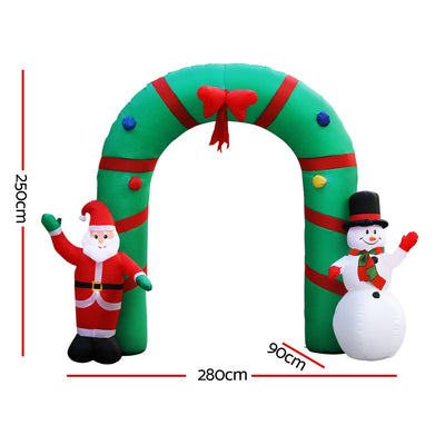 Jingle Jollys Christmas Inflatable Archwary 2.8M Illuminated Decorations-1