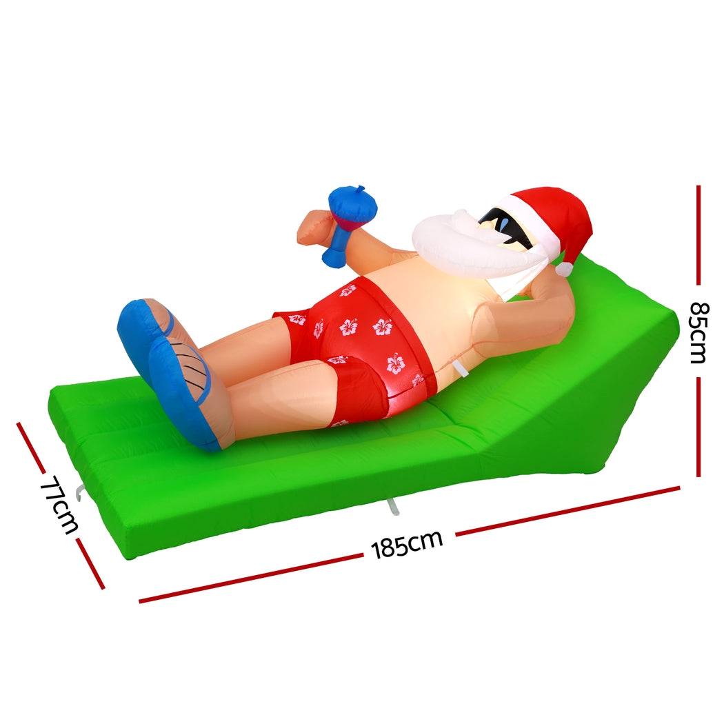 Jingle Jollys Christmas Inflatable Santa Bench 1.8M LED Illuminated Decorations-1