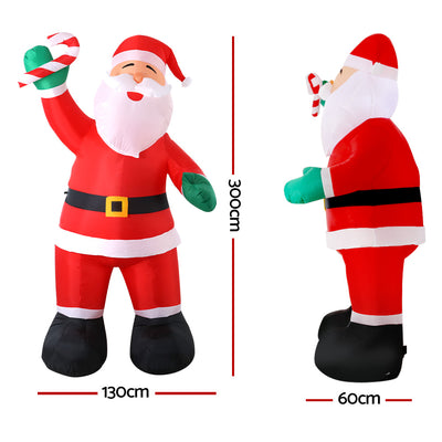 Jingle Jollys Christmas Inflatable Santa 3M Illuminated Decorations-1