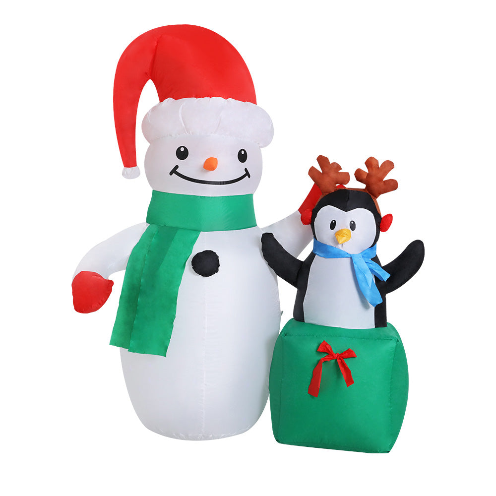 Jingle Jollys Christmas Inflatable Snowman 1.8M Illuminated Decorations-2