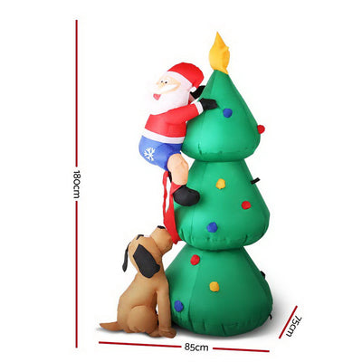 Jingle Jollys Christmas Inflatable Santa Tree 1.8M Illuminated Decorations-1