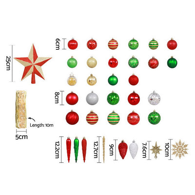 Jingle Jollys 155pcs Christmas Tree Decorations Set Baubles Ornaments Party-1