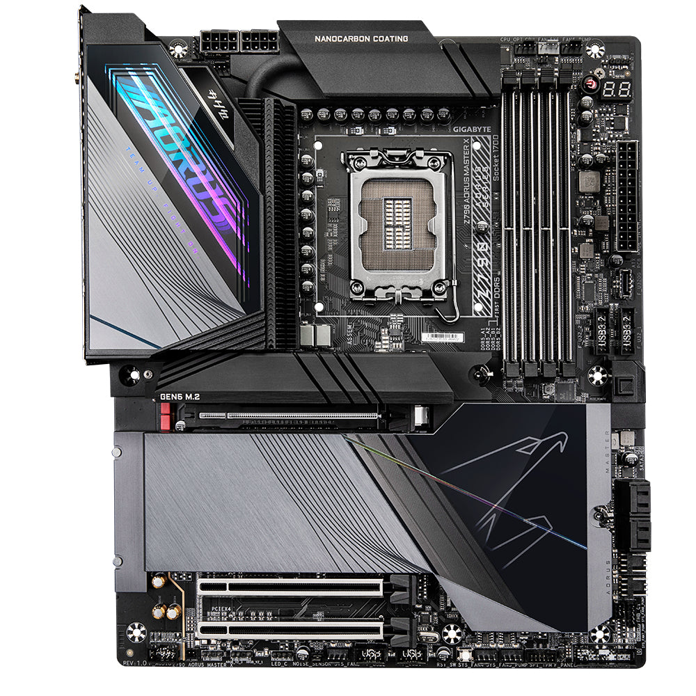 Gigabyte Z790 AORUS MASTER X Motherboard- Supports Intel 13th Gen CPUs, 20+1+2 phases VRM, up to 8266MHz DDR5 (OC), 1x PCIe 5.0 + 4x PCIe 4.0 M2, 10GbE LAN, Wi-Fi 7, USB 3.2 Gen 2x2-1