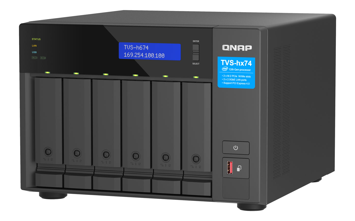 QNAP TVS-H674 NAS Tower Ethernet LAN Black i5-12400-4