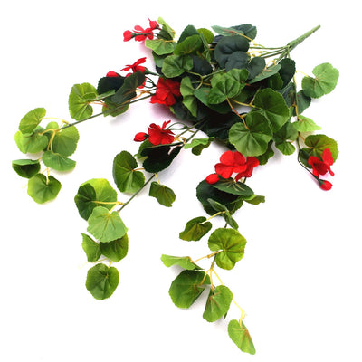 Artificial Geranium Hanging Bush with Red Flowers 60cm-0