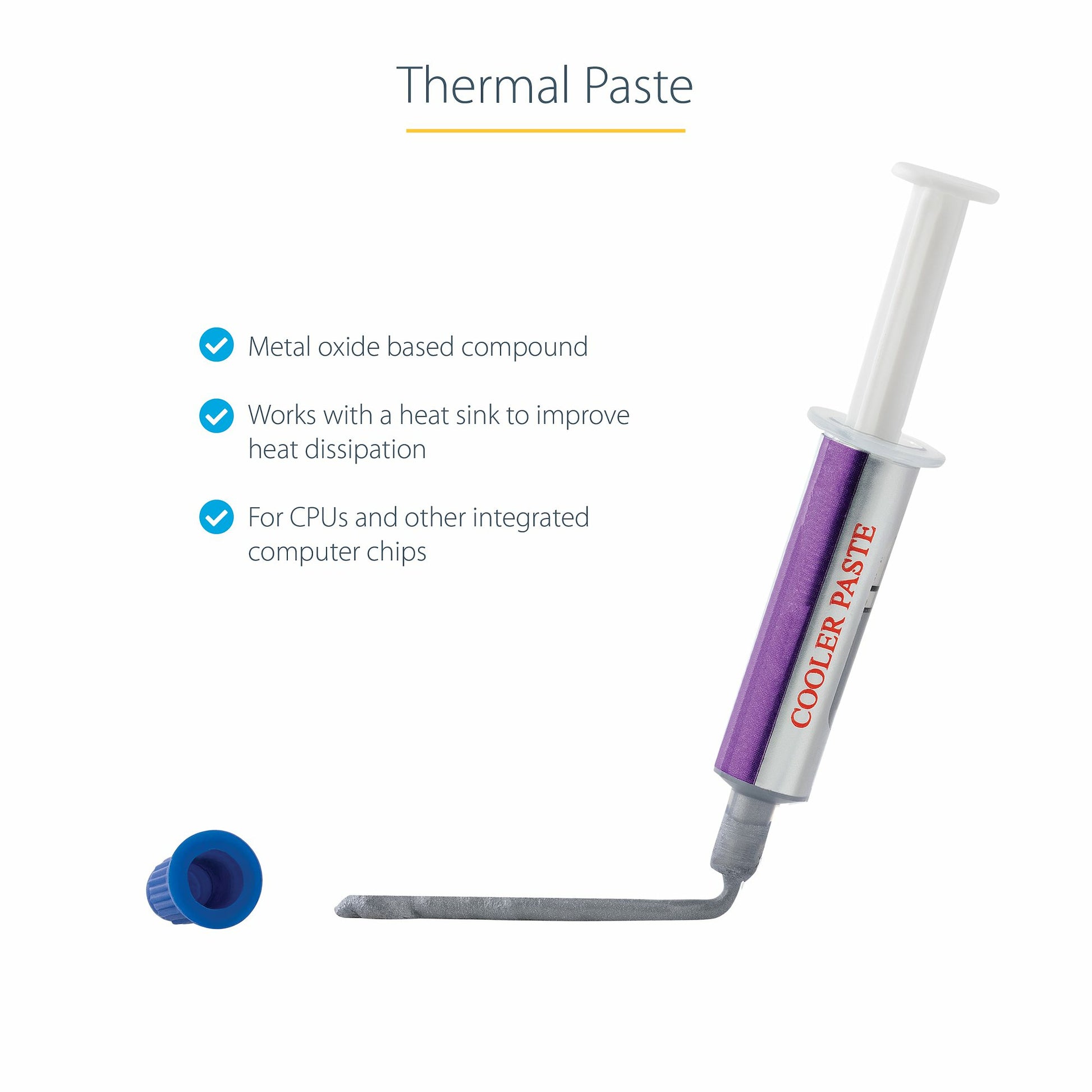 StarTech.com Thermal Paste, Metal Oxide Compound, Re-sealable Syringe (1.5g), CPU Heat Sink Thermal Grease Paste-1
